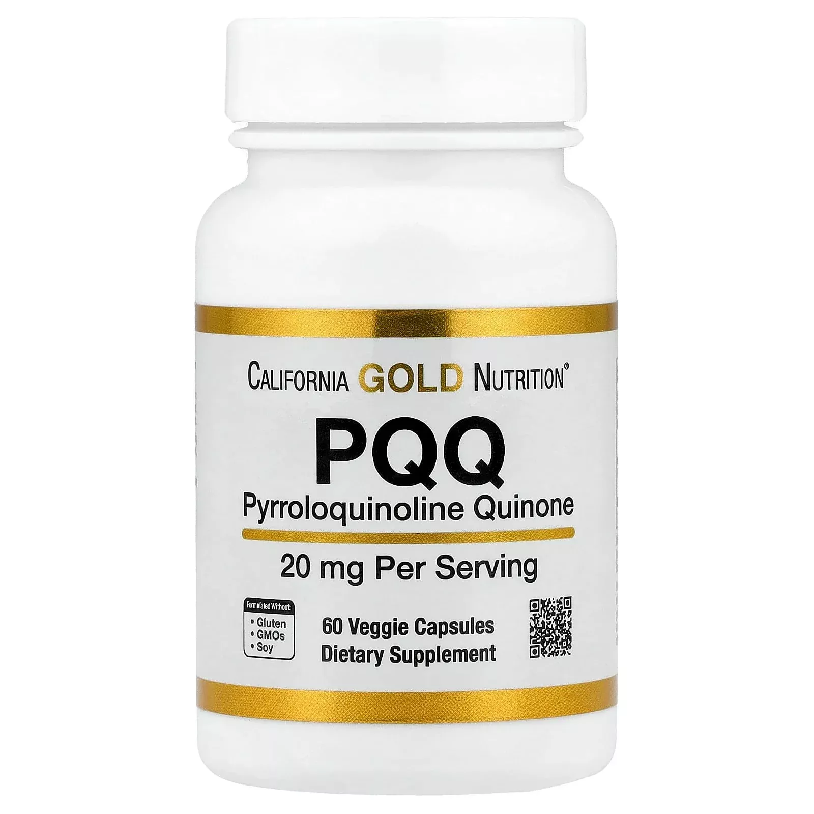 California Gold Nutrition PQQ 20 mg | 60 Veggie Capsules | Vitacost