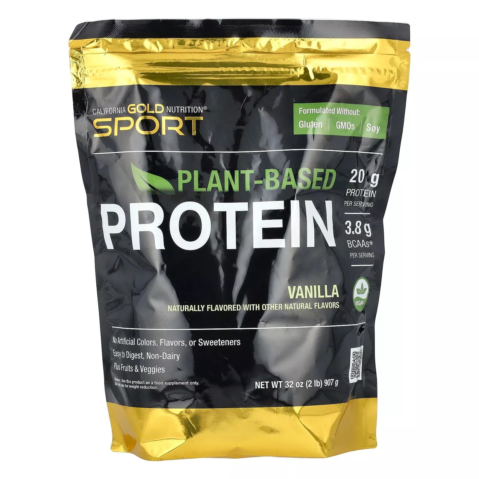 California Gold Nutrition Sport Vegan Protein with Pea Protein Isolate and Brown Rice Protein Vanilla | Vitacost