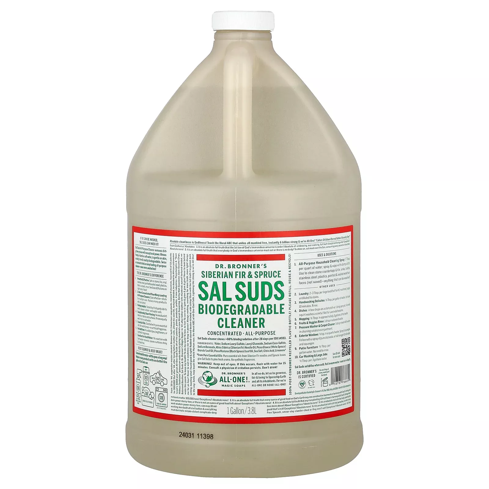 Dr. Bronner's, Sal Suds Biodegradable Cleaner, Siberian Fir & Spruce,