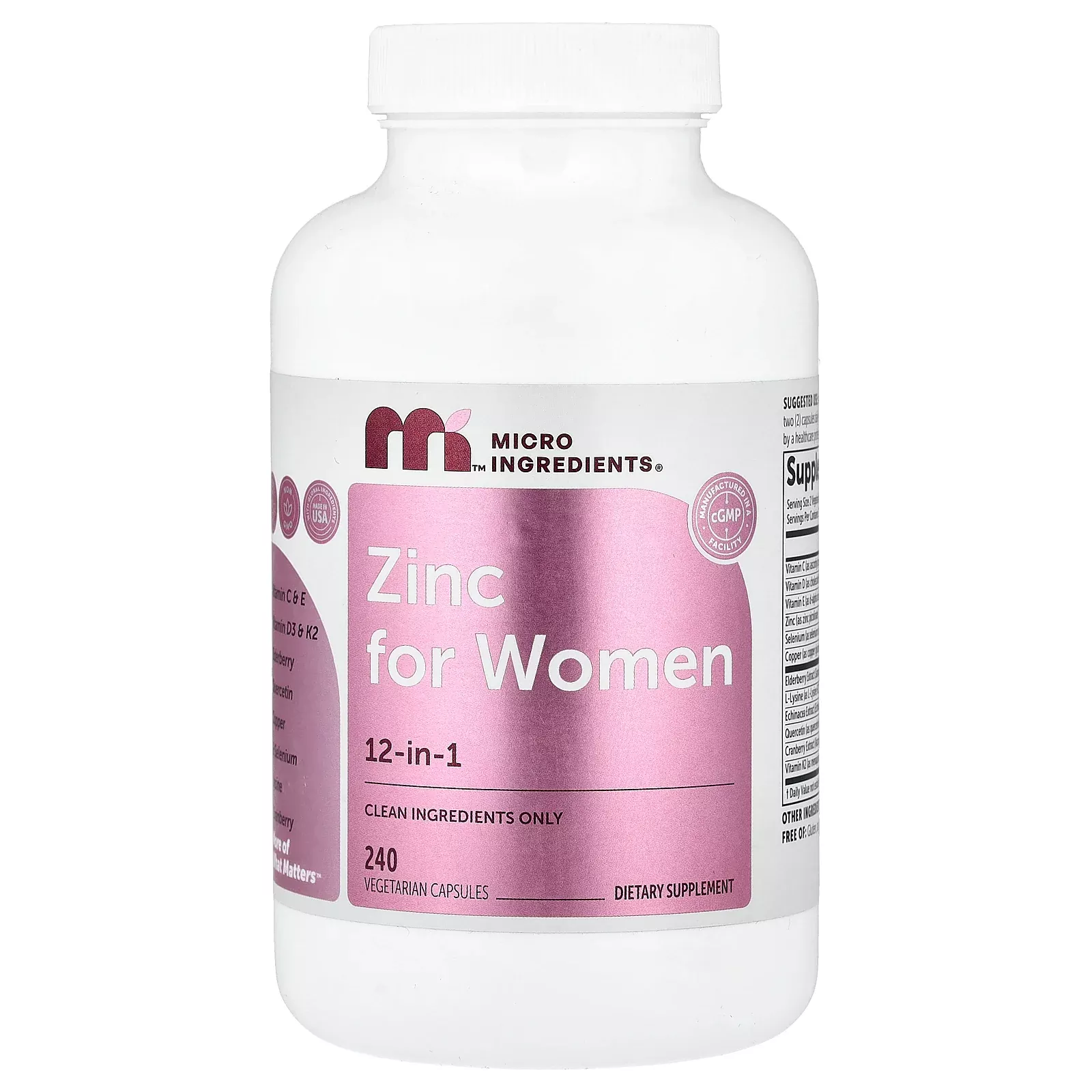 Micro Ingredients, Zinc For Women, 240 Vegetarian Capsules