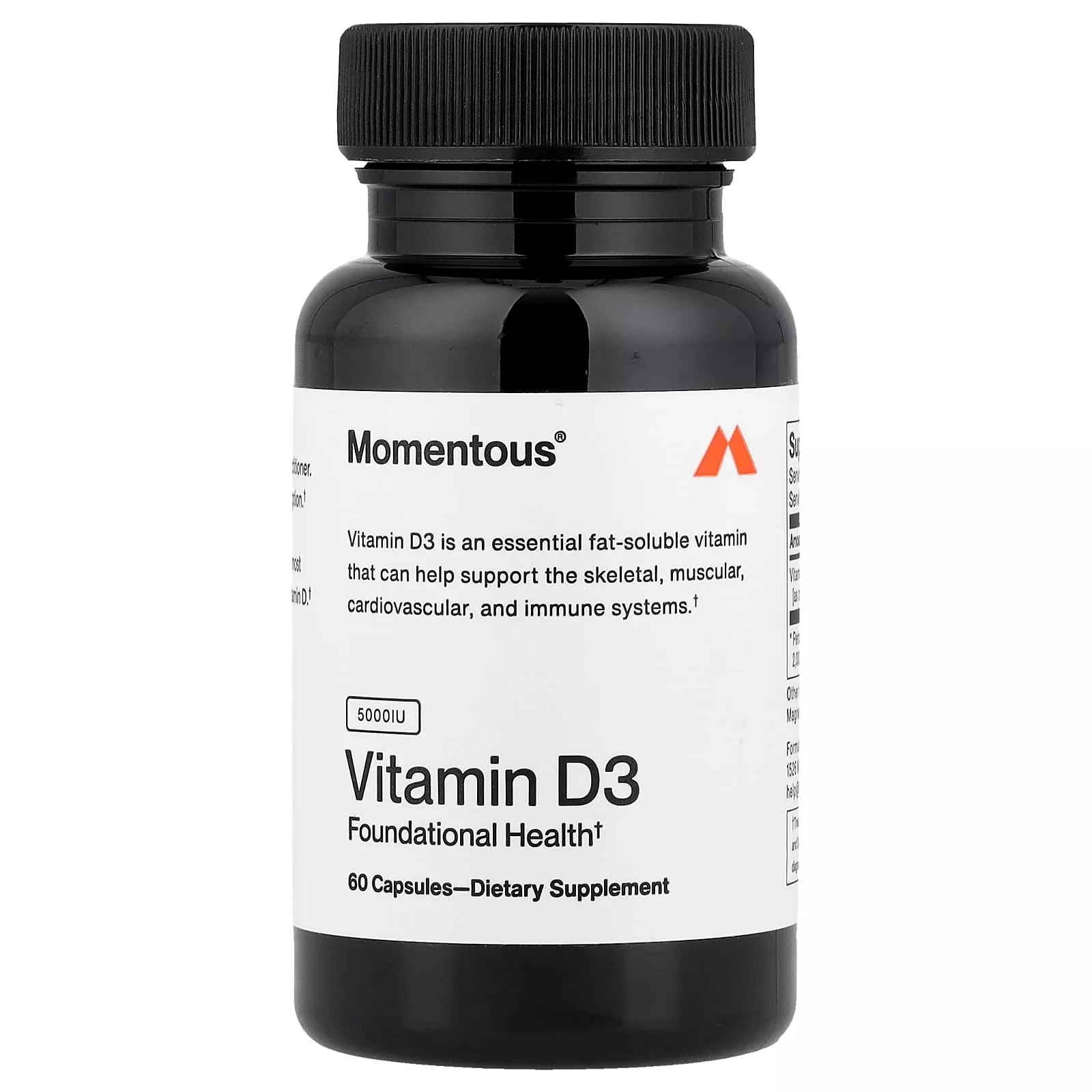 Momentous Vitamin D3 125 mg (5,000 IU) | 60 Capsules | Vitacost