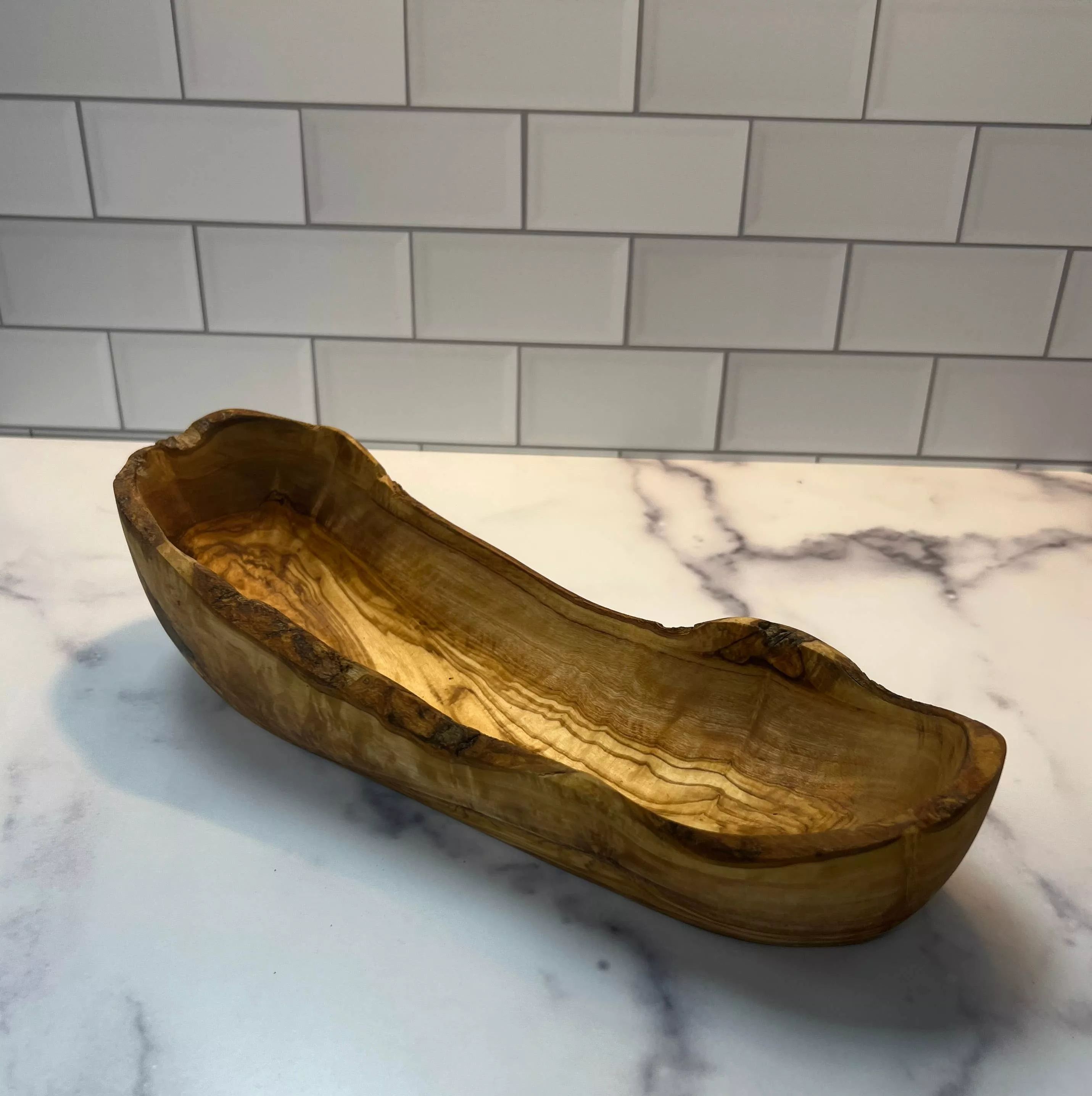 Olive wood bread dish 12"