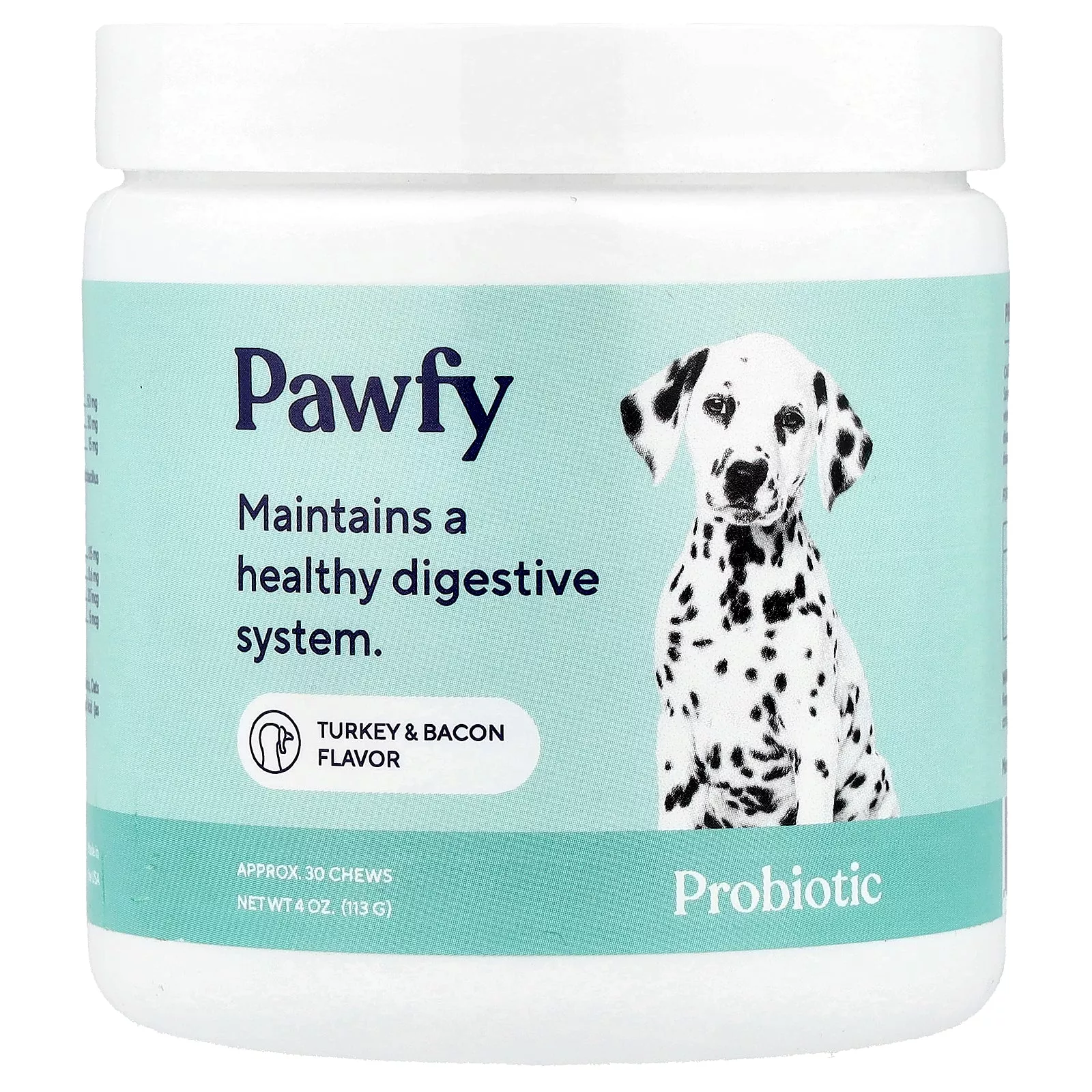 Pawfy, Probiotic, For Dogs, 6 Months+, Turkey & Bacon, 30 Chews, 4 oz