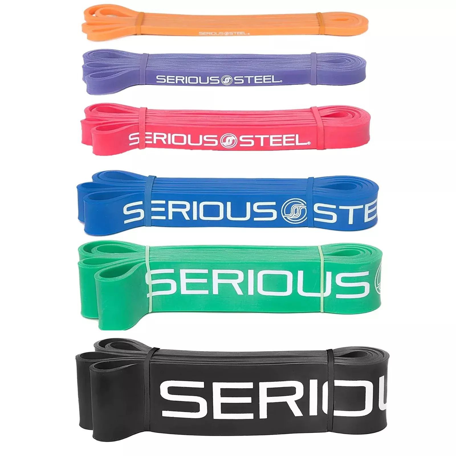 Serious Steel Fitness, 41 Inch Resistance Band, Complete Set, 6 Piece