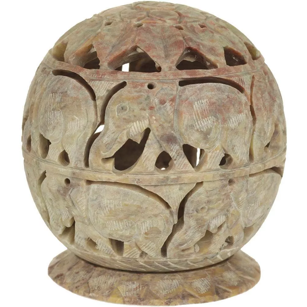 Soapstone Hand Carved Cone Burner & Tea Light Candle Holder