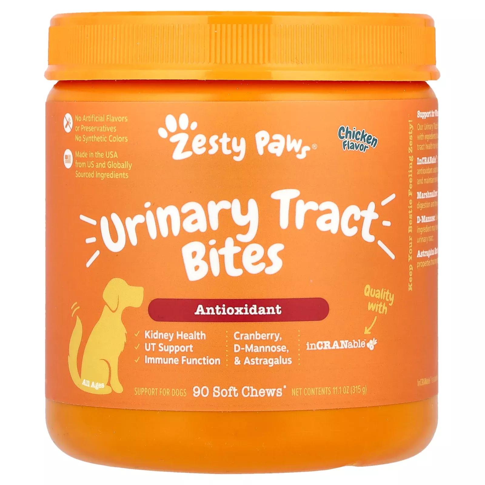Zesty Paws Urinary Tract Bites For Dogs All Ages Chicken 11.1 oz (315 g) | Vitacost